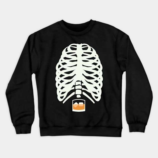 Bourbon Halloween Costume Skeleton Whiskey Crewneck Sweatshirt by PodDesignShop